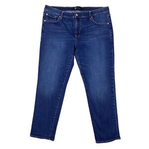 Gap Denim Girlfriend Jeans Womens‎ 14 32 Dark Indigo Blue Stretch Tapered